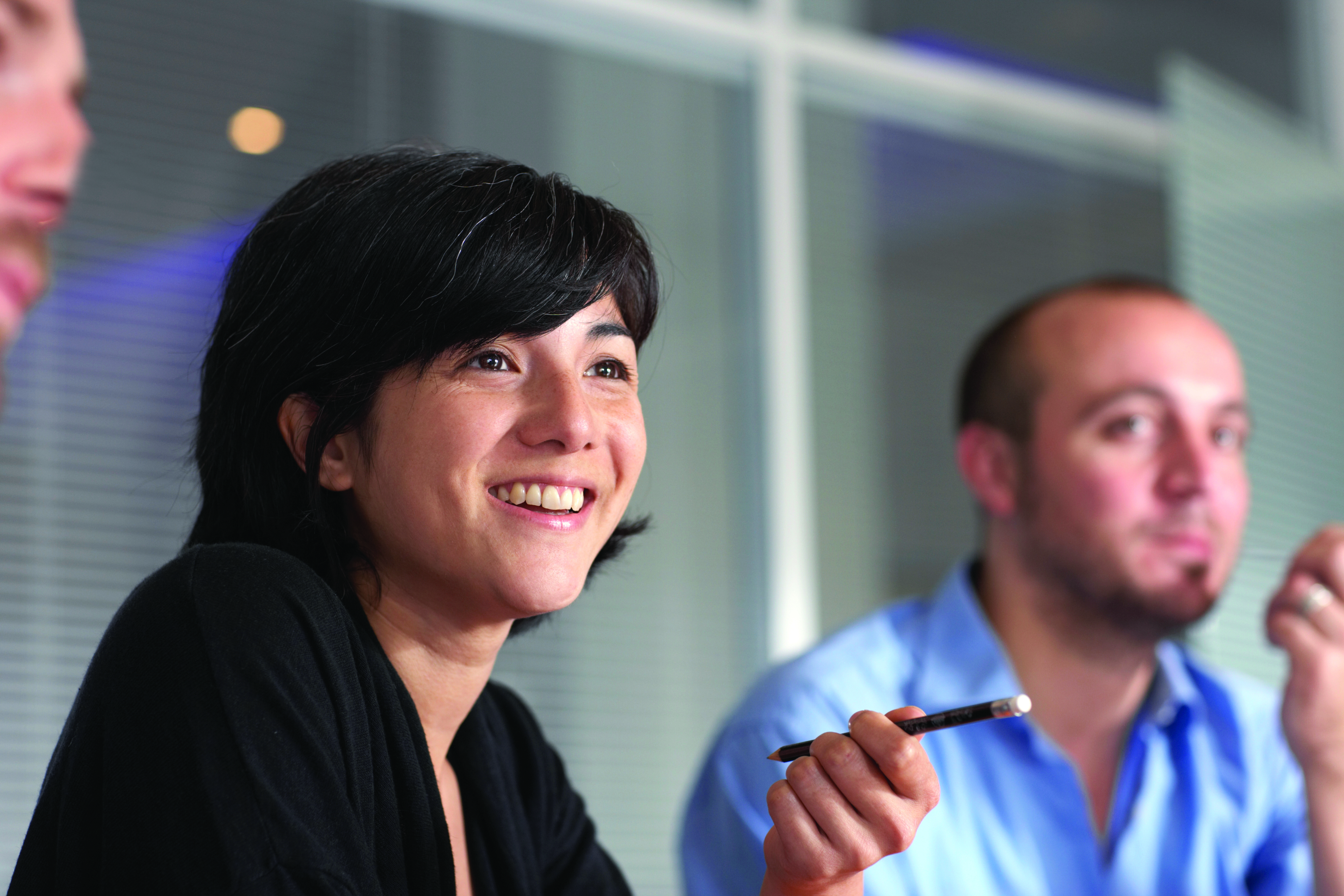 Two people in a meeting